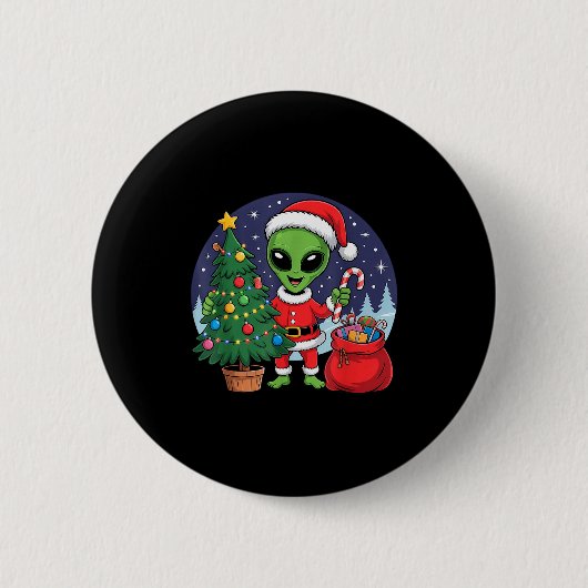 Süße Außerirdische Weihnachtsbaumlichter Xmas Feie Button (Vorderseite)