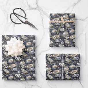 süße Austern und Perlen Kachelmuster  Geschenkpapier Set