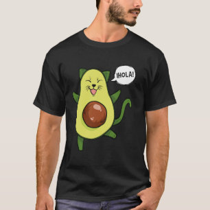 Süße Avocado-Katze sagt Hola Lustiger spanischer W T-Shirt