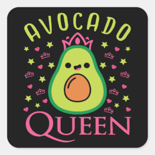 Süße Avocado-Königin mit Herz Keto-Mädchen beim Ko Quadratischer Aufkleber
