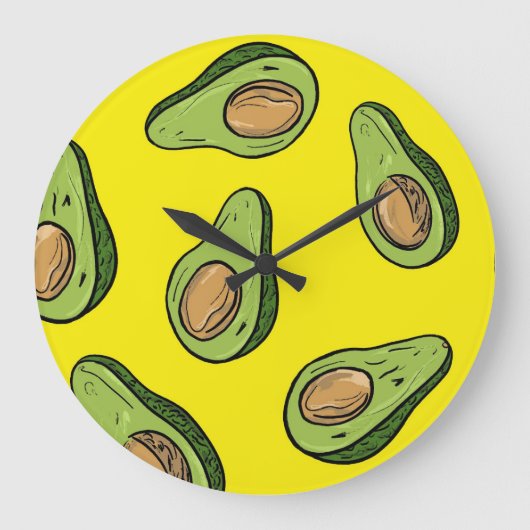 Süße Avocado-Muster-Wanduhr - Vibrant Große Wanduhr (Vorderseite)