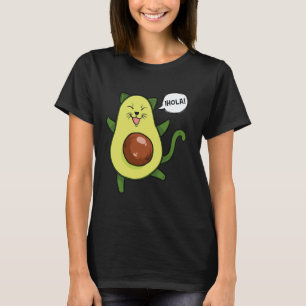 Süße Avocadokatze sagt Hola Lustiger spanischer Wo T-Shirt