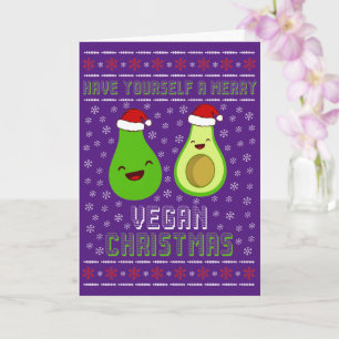 Süße Avocados Frohe vegane Weihnachten  Karte
