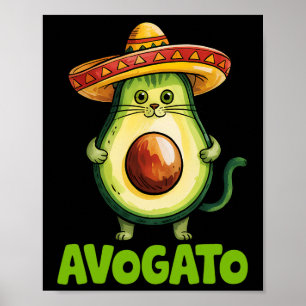 Süße Avogato-Sombrero-Katze Lustiger Cinco De Mayo Poster