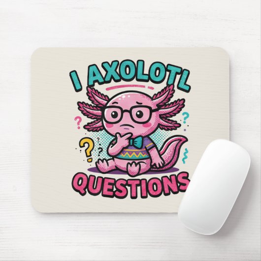 Süße Axolotl-Fragen aztekischer Nerd mit Brille Mousepad (Mit Mouse)