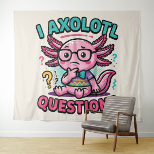 Süße Axolotl-Fragen aztekischer Nerd mit Brille Wandteppich