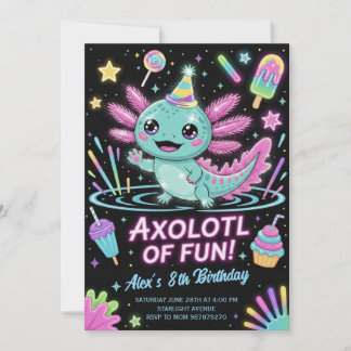 Süße Axolotl-Geburtstagsparty-Einladung Einladung