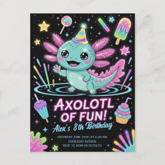 Süße Axolotl-Geburtstagsparty-Einladung Einladungspostkarte
