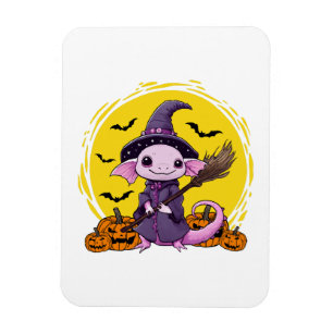 Süße Axolotl Hexe Halloween Magnet