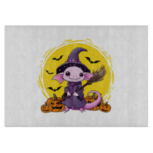 Süße Axolotl-Hexe Halloween Schneidebrett