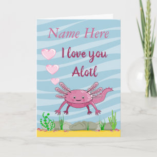 Süße Axolotl Ich liebe dich gefaltete Grußkarte Karte