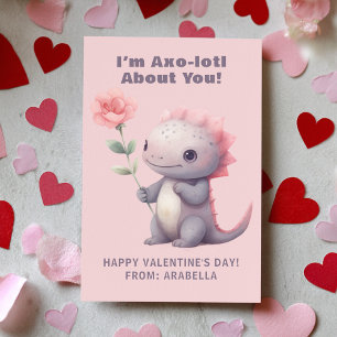 Süße Axolotl-Klassen-Valentinskarte Mitteilungskarte