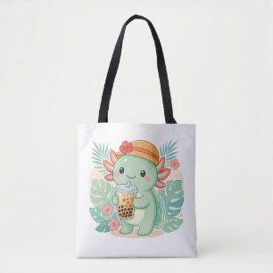 Süße Axolotl trinkt Boba-Milchtee-Tasche Tasche