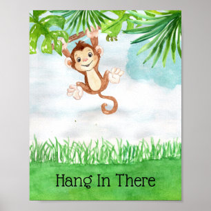 Süße Baby-Affen hängen drin Zitat Kinderzimmer Poster