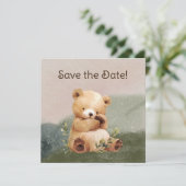 Süsse Baby Bear Watercolor Babydusche Save The Date (Stehend Vorderseite)