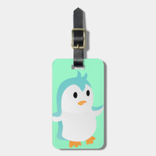 Süße Baby-Blauer-Pinguin-Vektor Kunst Gepäckanhänger
