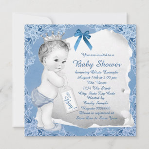 Süße Baby Blue Babyparty Einladung