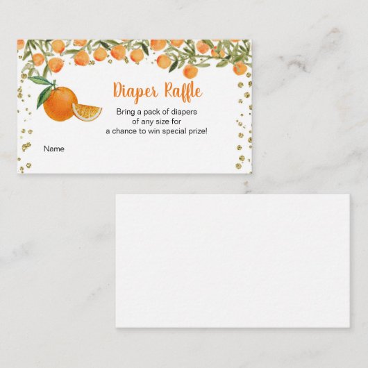 Süsse Baby Citrus Diaper Raffle Card, Begleitkarte (Vorne/Hinten)