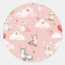 Süße Baby-Cupid-Tiere-Aufkleber – Aquarell