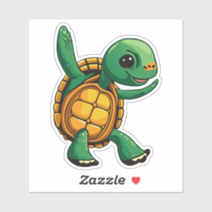 Süße Baby-Dosenschildkröte tanzt Aufkleber