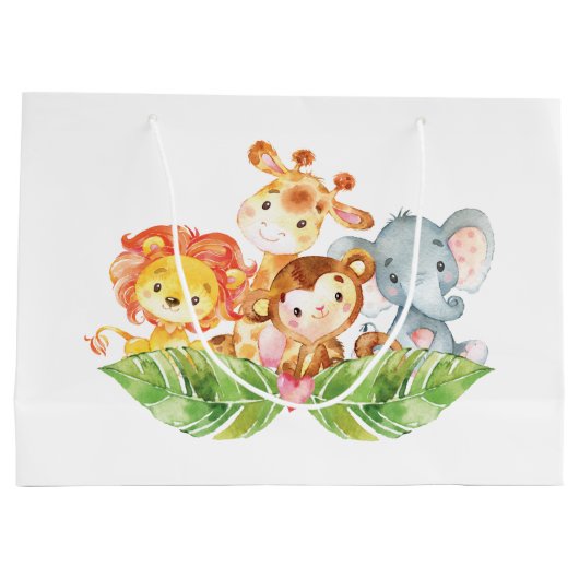 Süße Baby-Dschungel-Tiere Große Geschenktüte (Rückseite)