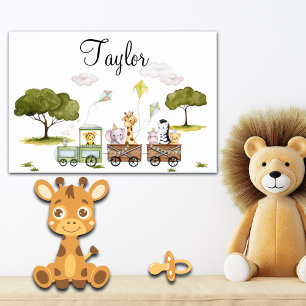 Süße Baby-Dschungeltiere-Reise mit Zug Poster