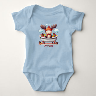 Süße Baby-Elch-Badezeit-Cartoon-Illustration Baby Strampler