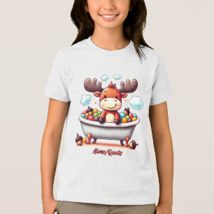 Süße Baby-Elch-Badezeit-Cartoon-Illustration Tri-Blend Shirt