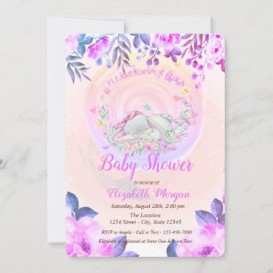 Süße Baby Elefant Schmetterlinge Floral Einladung