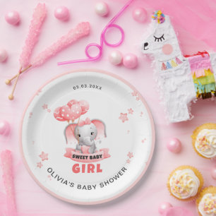 Süße Baby-Elefanten-Baby-Party Pappteller