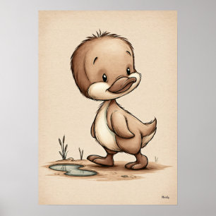 Süße Baby-Enten-Kinderzimmer-Kunst Skandinavisch N Poster