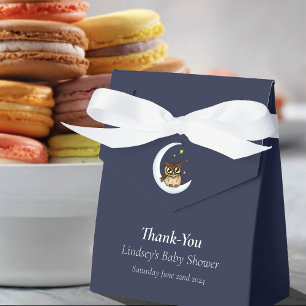 Süße Baby-Eule Mond Sterne Blaue Dusche Geschenkschachtel