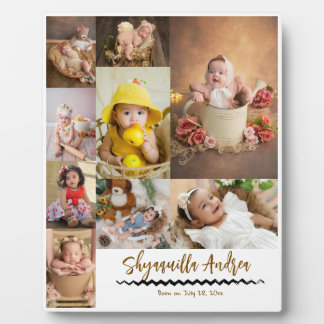 Süße Baby-Foto-Plakette - 9 Fotos & Text personali Fotoplatte