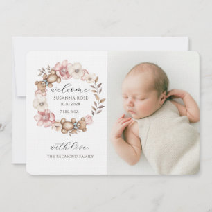 Süße Baby-Foto-Teddybär-Kranz-Geburt Ankündigung
