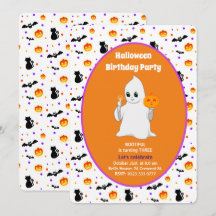 Süße Baby-Geist Halloween-Geburtstagseinladung