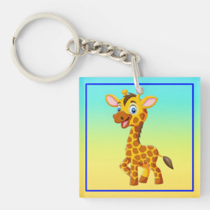 Süße Baby-Giraffe lächelt Cartoon-35280 Schlüsselanhänger