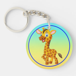 Süße Baby-Giraffe lächelt Cartoon-35280 Schlüsselanhänger