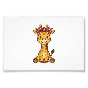 Süße Baby-Giraffe mit Schleife Vintage-Vektordesig Fotodruck
