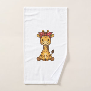 Süße Baby-Giraffe mit Schleife Vintage-Vektordesig Handtuch