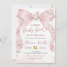 Süße Baby Girl mit rosa Schleife ist auf dem Weg