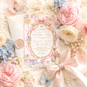 Süße Baby Girl Whimsical Tiere Baby Shower Einladung