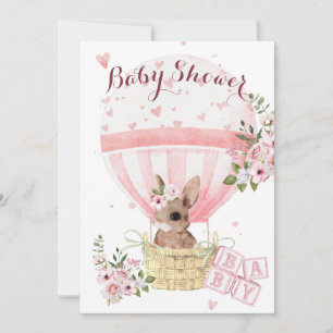 Süße Baby-Hasen-Blumenrosa-Baby-Shower-Einladung Einladung