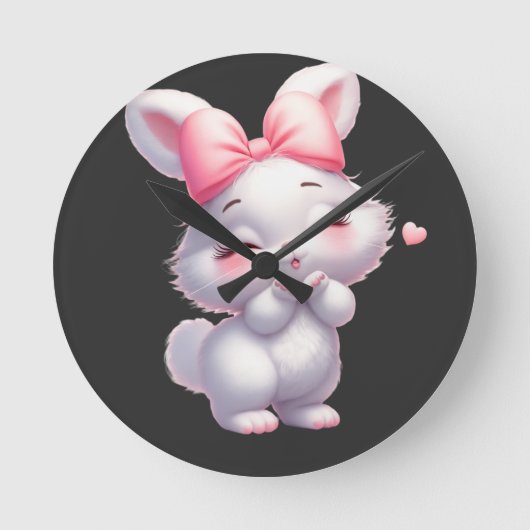 Süße Baby-Hasen-Illustration Runde Wanduhr (Vorderseite)