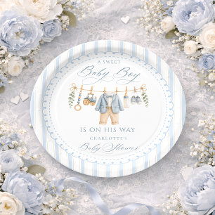 Süße Baby-Jungen-Kleidung Streifen Baby-Party Pappteller