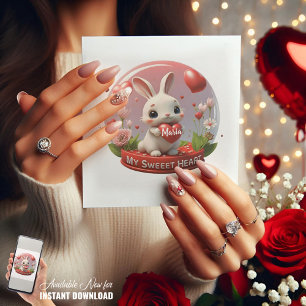 Süße Baby-Kaninchen Valentinsherz Liebeskarte Karte
