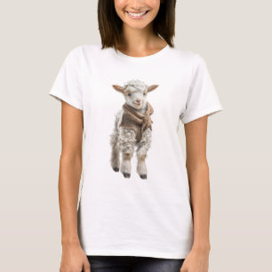 Süße Baby-Lamm-Illustration mit Schal T-Shirt