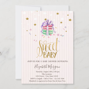 Süße Baby-Macarons-Sterne Babyparty Einladung