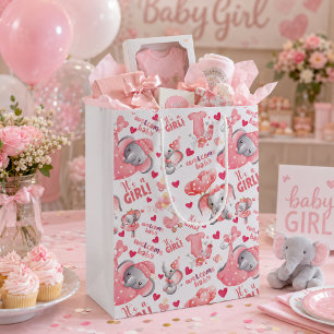 Süße Baby-Mädchen-Baby-Party & Geschenk für neugeb Mittlere Geschenktüte