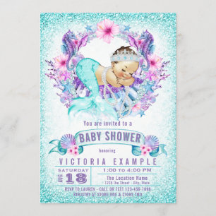 Süße Baby-Meerjungfrau-Baby-Shower-Einladung Einladung