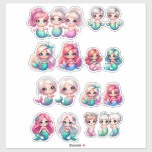 Süße Baby-Meerjungfrau-Sticker-Set – Kawaii-Pastel Aufkleber